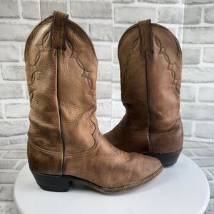 Abilene Vintage Men’s Size 9 D Brown Leather Distressed Cowboy Western Boots